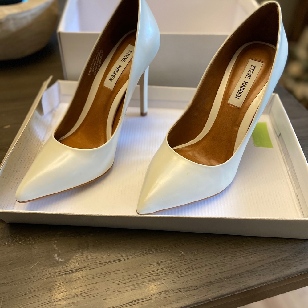 White Steve Madden heels